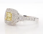 18K Solid Gold Cushion Lab Grown Yellow Diamond 1.18 Carat Cocktail Ring - Image 2