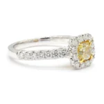 18K Solid Gold Cushion Lab Grown Yellow Diamond 1.11 Carat Cocktail Ring - Image 4