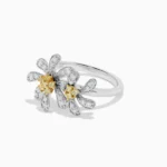 18K Solid Gold Round Natural Yellow & Natural Diamond 0.35 Carat Cocktail Ring - Image 2