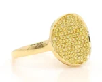 18K Solid Gold Round Natural Yellow Diamond 0.67 Carat Cocktail Ring - Image 4