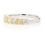 18K Solid Gold Radiant Natural Yellow & Natural Diamond 0.93 Carat Wedding Band - Image 2