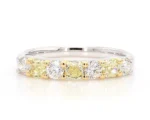 18K Solid Gold Radiant Natural Yellow & Natural Diamond 0.93 Carat Wedding Band - Image 3