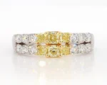 18K Solid Gold Radiant Natural Yellow Diamond 1.06 Carat Wedding Band - Image 3