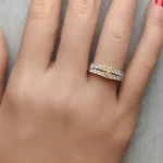 18K Solid Gold Radiant Natural Yellow Diamond 1.06 Carat Wedding Band - Image 5