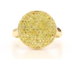 18K Solid Gold Round Natural Yellow Diamond 0.67 Carat Cocktail Ring