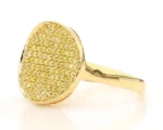 18K Solid Gold Round Natural Yellow Diamond 0.67 Carat Cocktail Ring - Image 2