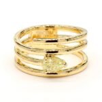 18K Solid Gold Pear Lab Grown Yellow Diamond 0.50 Carat Cocktail Ring - Image 3