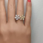 18K Solid Gold Round Natural Yellow Diamond 0.84 Carat Cocktail Ring - Image 5