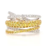 18K Solid Gold Yellow Round Sapphire & Lab Grown Diamond 1.86 Carat Cocktail Ring