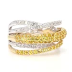 18K Solid Gold Yellow Round Sapphire & Lab Grown Diamond 1.86 Carat Cocktail Ring - Image 4