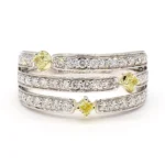 18K Solid Gold Radiant Lab Grown Yellow Diamond 0.66 Carat Cocktail Ring