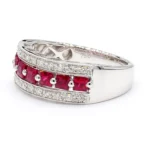 18K Solid Gold Red Princess Ruby & Lab Grown Diamond 0.96 Carat Cocktail Band - Image 2