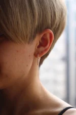 18K Solid Gold Lab Grown Diamond Lumiere Hook Hoop Earrings - Image 3