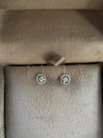 18K Solid Gold & Natural Diamond Solitaire Stud Earrings in Prong Setting - Image 5