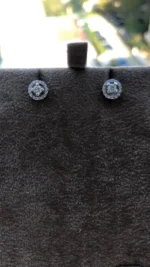 18K Solid Gold & Natural Diamond Solitaire Stud Earrings in Prong Setting - Image 4