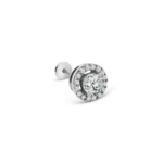 18K Solid Gold & Natural Diamond Solitaire Stud Earrings in Prong Setting