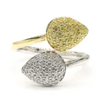 18K Solid Gold Round Natural Yellow Diamond 0.62 Carat Cocktail Ring - Image 3