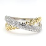 18K Solid Gold Round Natural Diamond 0.52 Carat Cocktail Band
