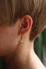 18K Solid Gold Lab Grown Diamond Lumiere Hook Hoop Earrings - Image 4