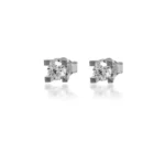 18K Solid Gold Lab Grown Diamond Solitaire Stud Earrings - Image 3