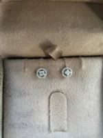 18K Solid Gold & Natural Diamond Solitaire Stud Earrings in Prong Setting - Image 3