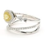 18K Solid Gold Pear Lab Grown Yellow Diamond 0.75 Carat Cocktail Ring - Image 2