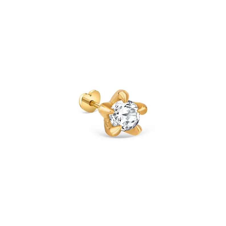 il_794xN.6760663848_jsxb 18K Solid Gold Natural Diamond Solitaire Piercing | Prong Set Stud Earring - Image 1