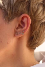 18K Solid Gold Natural Diamond Solitaire Piercing | Prong Set Stud Earring - Image 6