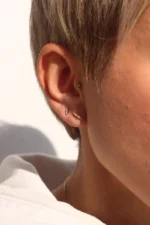 18K Solid Gold Lab Grown Diamond Trio Piercing | Screw Back Stud for Tragus & Cartilage - Image 5