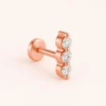 18K Solid Gold Lab Grown Diamond Trio Piercing | Screw Back Stud for Tragus & Cartilage - Image 4