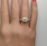 18K Solid Gold Cushion Natural Yellow Diamond 0.69 Carat Cocktail Ring - Image 5