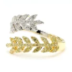 18K Solid Gold Round Lab Grown Yellow Diamond 0.65 Carat Cocktail Ring - Image 2