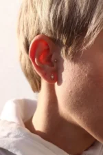 18K Solid Gold Lab Grown Diamond Solitaire Square Piercing – Prong Set Stud Earring - Image 4