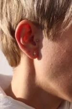 18K Solid Gold Lab Grown Diamond Solitaire Square Piercing – Prong Set Stud Earring - Image 7