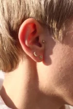 18K Solid Gold Lab Grown Diamond Flower Stud Earring | Dainty Floral Jewelry - Image 3