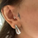 18K Solid Gold Lab Grown Diamond Cross Piercing | Minimalist Tragus & Helix Earring - Image 2