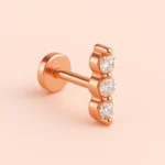 18K Solid Gold Lab Grown Diamond Trio Piercing | Screw Back Stud for Tragus & Cartilage - Image 2