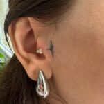 18K Solid Gold Lab Grown Diamond Trio Bezel Piercing | Screw Back Stud - Image 2