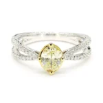 18K Solid Gold Oval Lab Grown Yellow Diamond 0.99 Carat Cocktail Ring - Image 3