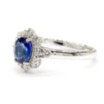 18K Solid Gold Blue Oval Sapphire & Lab Grown Diamond 1.27 Carat Cocktail Ring - Image 2