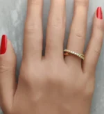 18K Solid Gold Round Natural Yellow Diamond 0.47 Carat Cocktail Band - Image 4