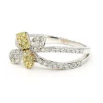 18K Solid Gold Round Natural Yellow Diamond 0.62 Carat Cocktail Ring - Image 2