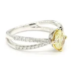 18K Solid Gold Oval Lab Grown Yellow Diamond 0.99 Carat Cocktail Ring - Image 4