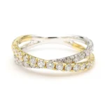 18K Solid Gold Round Natural Diamond 0.69 Carat Cocktail Band - Image 3