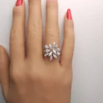 18K Solid Gold Round Lab Grown Diamond 0.78 Carat Cocktail Ring - Image 5