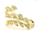 18K Solid Gold Round Lab Grown Yellow Diamond 0.58 Carat Cocktail Ring - Image 2