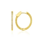 18K Solid Gold & Lab Grown Diamond Dainty Lightweight Huggie Hoop Earrings - Image 5