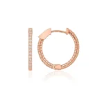 18K Solid Gold & Lab Grown Diamond Dainty Lightweight Huggie Hoop Earrings - Image 4