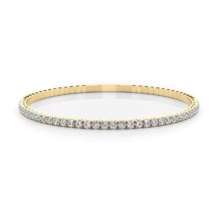 18K Solid Gold Natural Diamond Flexi Bangle