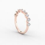 18K Solid Gold Natural Diamond Multi-Shape Half Eternity Band – Unique Cluster Wedding Ring - Image 4